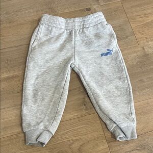 Puma Kids Light Gray Sweatpants with Blue Logo